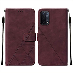 Custodia Portafoglio In Pelle Cover con Supporto Y01B per Oppo A54 5G Rosso Rosa