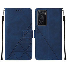 Custodia Portafoglio In Pelle Cover con Supporto Y01B per Oppo A55S 5G Blu