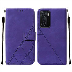 Custodia Portafoglio In Pelle Cover con Supporto Y01B per Oppo A55S 5G Viola