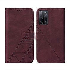 Custodia Portafoglio In Pelle Cover con Supporto Y01B per Oppo A56 5G Rosso Rosa