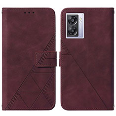 Custodia Portafoglio In Pelle Cover con Supporto Y01B per Oppo A57 5G Rosso Rosa