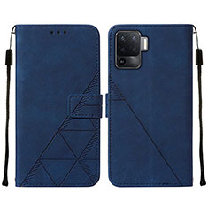 Custodia Portafoglio In Pelle Cover con Supporto Y01B per Oppo A94 4G Blu