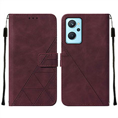 Custodia Portafoglio In Pelle Cover con Supporto Y01B per Oppo A96 4G Rosso Rosa