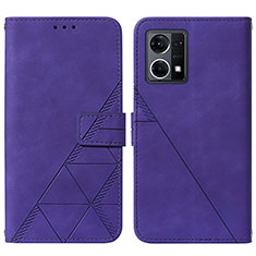 Custodia Portafoglio In Pelle Cover con Supporto Y01B per Oppo F21 Pro 4G Viola