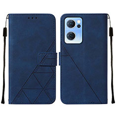 Custodia Portafoglio In Pelle Cover con Supporto Y01B per Oppo Find X5 Lite 5G Blu