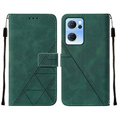 Custodia Portafoglio In Pelle Cover con Supporto Y01B per Oppo Find X5 Lite 5G Verde