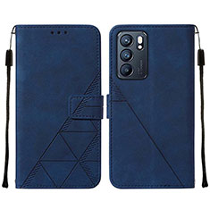 Custodia Portafoglio In Pelle Cover con Supporto Y01B per Oppo Reno6 5G Blu