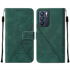 Custodia Portafoglio In Pelle Cover con Supporto Y01B per Oppo Reno6 5G Verde