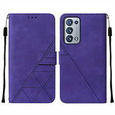 Custodia Portafoglio In Pelle Cover con Supporto Y01B per Oppo Reno6 Pro+ Plus 5G Viola