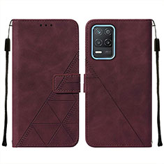 Custodia Portafoglio In Pelle Cover con Supporto Y01B per Realme 8 5G Rosso