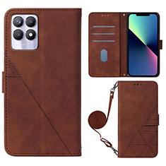 Custodia Portafoglio In Pelle Cover con Supporto Y01B per Realme 8i Marrone