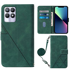 Custodia Portafoglio In Pelle Cover con Supporto Y01B per Realme 8i Verde