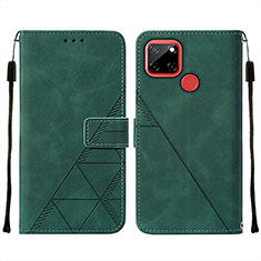 Custodia Portafoglio In Pelle Cover con Supporto Y01B per Realme C12 Verde