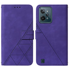 Custodia Portafoglio In Pelle Cover con Supporto Y01B per Realme C31 Viola