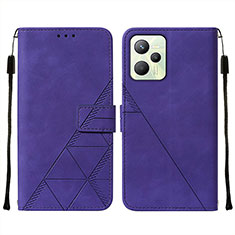 Custodia Portafoglio In Pelle Cover con Supporto Y01B per Realme C35 Viola