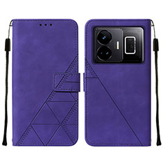 Custodia Portafoglio In Pelle Cover con Supporto Y01B per Realme GT3 5G Viola