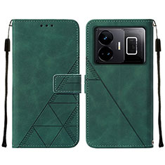 Custodia Portafoglio In Pelle Cover con Supporto Y01B per Realme GT5 5G Verde