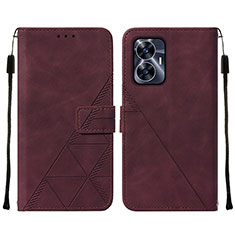 Custodia Portafoglio In Pelle Cover con Supporto Y01B per Realme Narzo N55 Rosso