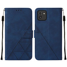 Custodia Portafoglio In Pelle Cover con Supporto Y01B per Samsung Galaxy A03 Blu