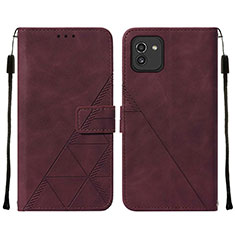 Custodia Portafoglio In Pelle Cover con Supporto Y01B per Samsung Galaxy A03 Rosso Rosa