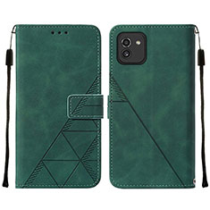 Custodia Portafoglio In Pelle Cover con Supporto Y01B per Samsung Galaxy A03 Verde