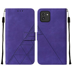 Custodia Portafoglio In Pelle Cover con Supporto Y01B per Samsung Galaxy A03 Viola