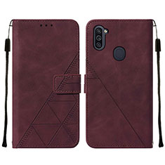 Custodia Portafoglio In Pelle Cover con Supporto Y01B per Samsung Galaxy A11 Rosso Rosa