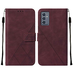 Custodia Portafoglio In Pelle Cover con Supporto Y01B per Samsung Galaxy A15 4G Rosso Rosa