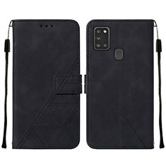 Custodia Portafoglio In Pelle Cover con Supporto Y01B per Samsung Galaxy A21s Nero