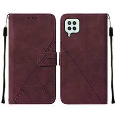 Custodia Portafoglio In Pelle Cover con Supporto Y01B per Samsung Galaxy A22 4G Rosso Rosa