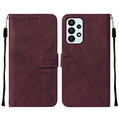 Custodia Portafoglio In Pelle Cover con Supporto Y01B per Samsung Galaxy A23 4G Rosso Rosa