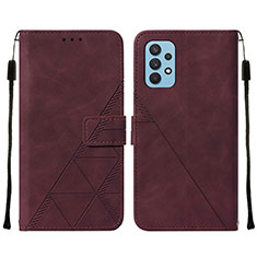 Custodia Portafoglio In Pelle Cover con Supporto Y01B per Samsung Galaxy A32 4G Rosso Rosa