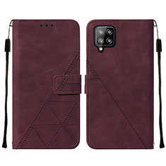Custodia Portafoglio In Pelle Cover con Supporto Y01B per Samsung Galaxy A42 5G Rosso Rosa