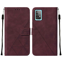 Custodia Portafoglio In Pelle Cover con Supporto Y01B per Samsung Galaxy A52 5G Rosso Rosa