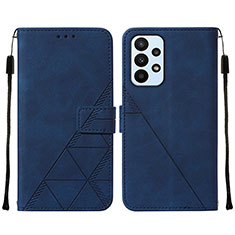 Custodia Portafoglio In Pelle Cover con Supporto Y01B per Samsung Galaxy A73 5G Blu