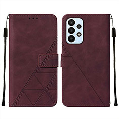 Custodia Portafoglio In Pelle Cover con Supporto Y01B per Samsung Galaxy A73 5G Rosso Rosa