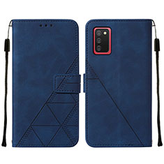 Custodia Portafoglio In Pelle Cover con Supporto Y01B per Samsung Galaxy F02S SM-E025F Blu