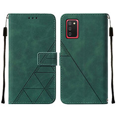 Custodia Portafoglio In Pelle Cover con Supporto Y01B per Samsung Galaxy F02S SM-E025F Verde