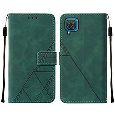 Custodia Portafoglio In Pelle Cover con Supporto Y01B per Samsung Galaxy M12 Verde