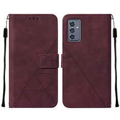 Custodia Portafoglio In Pelle Cover con Supporto Y01B per Samsung Galaxy Quantum2 5G Rosso Rosa