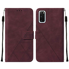 Custodia Portafoglio In Pelle Cover con Supporto Y01B per Samsung Galaxy S20 Rosso Rosa