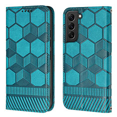 Custodia Portafoglio In Pelle Cover con Supporto Y01B per Samsung Galaxy S25 5G Ciano