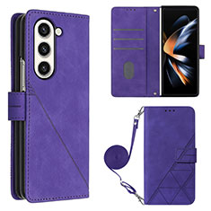 Custodia Portafoglio In Pelle Cover con Supporto Y01B per Samsung Galaxy Z Fold5 5G Viola