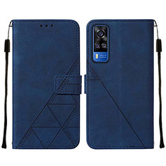 Custodia Portafoglio In Pelle Cover con Supporto Y01B per Vivo Y53s NFC Blu