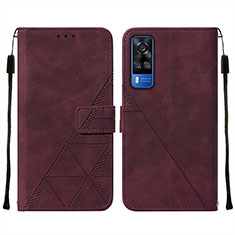 Custodia Portafoglio In Pelle Cover con Supporto Y01B per Vivo Y53s NFC Rosso Rosa