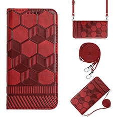Custodia Portafoglio In Pelle Cover con Supporto Y01B per Xiaomi POCO C3 Rosso Rosa