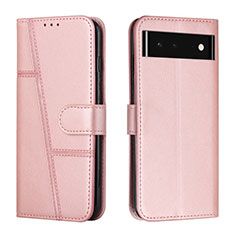 Custodia Portafoglio In Pelle Cover con Supporto Y01X per Google Pixel 6 5G Oro Rosa