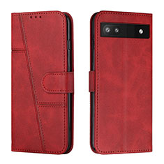 Custodia Portafoglio In Pelle Cover con Supporto Y01X per Google Pixel 6a 5G Rosso