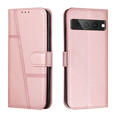 Custodia Portafoglio In Pelle Cover con Supporto Y01X per Google Pixel 7 Pro 5G Oro Rosa