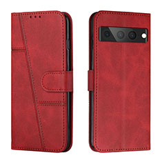 Custodia Portafoglio In Pelle Cover con Supporto Y01X per Google Pixel 7 Pro 5G Rosso